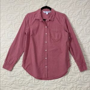 Old Navy Classic Red Check Button Down Shirt Cotton Size Medium